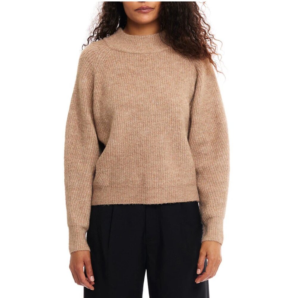 LBLC The Label x Revolve Margaux Ribbed Mock Neck Sweater in Cocoa Tan Brown XS
